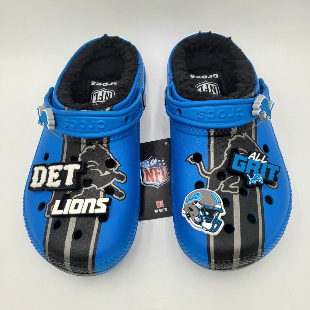Crocs NFL x Detroit Lions Classic Lined Clog 212444-90H Men's 6/Women's 8 NWT